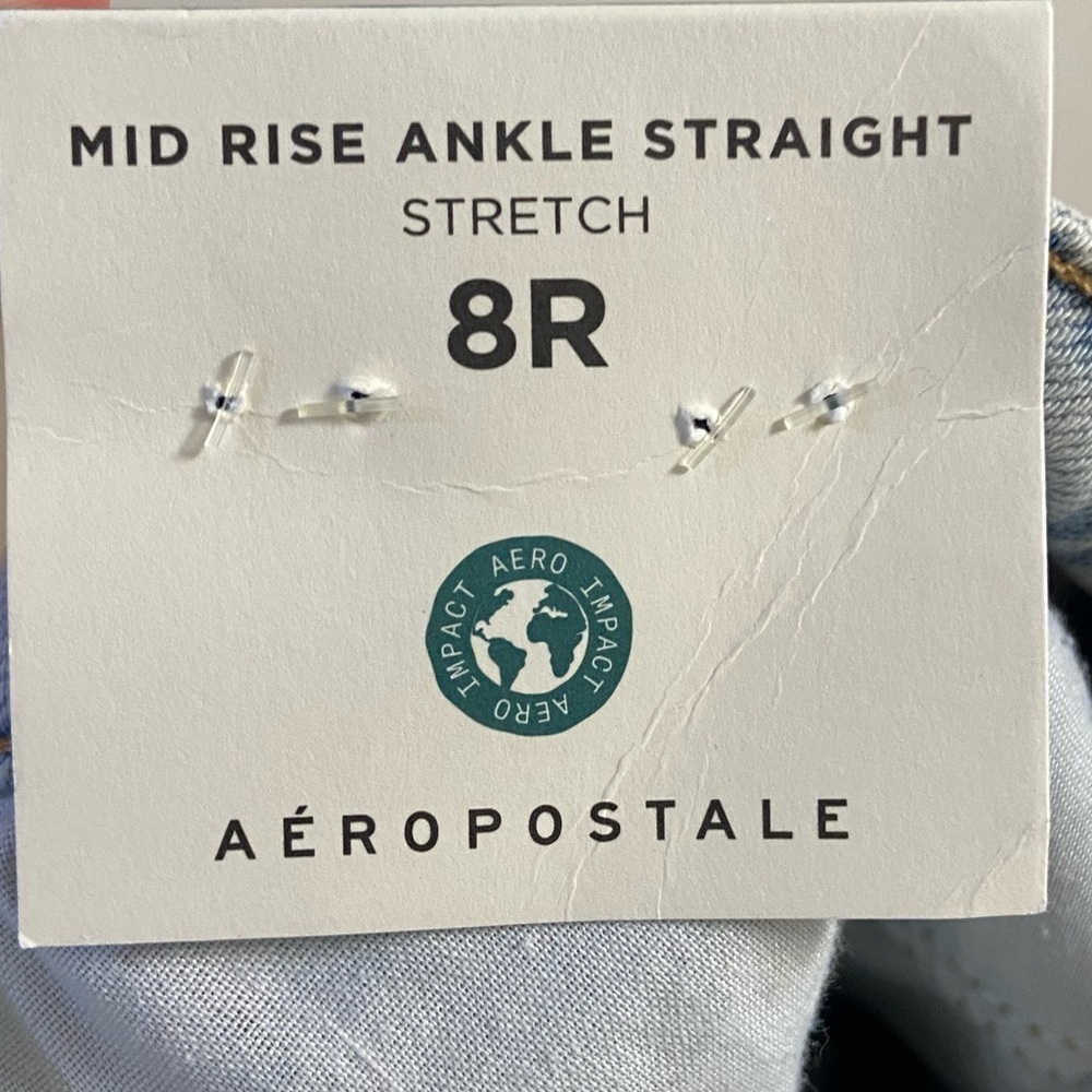 Aeropostale mid rise ankle straight stretch jeans light wash Sz 8 R NWT - Picture 5 of 6